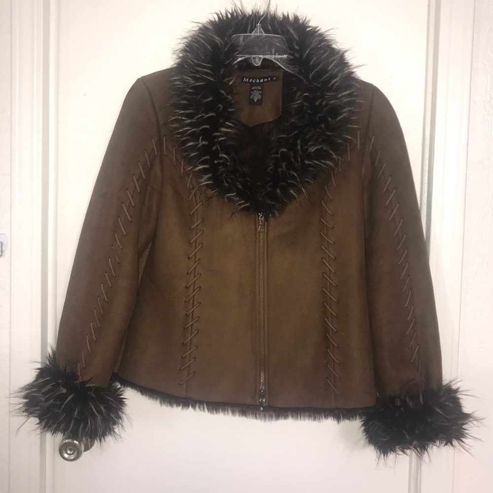 VNTG-Mechant faux suede and faux fur jacket.